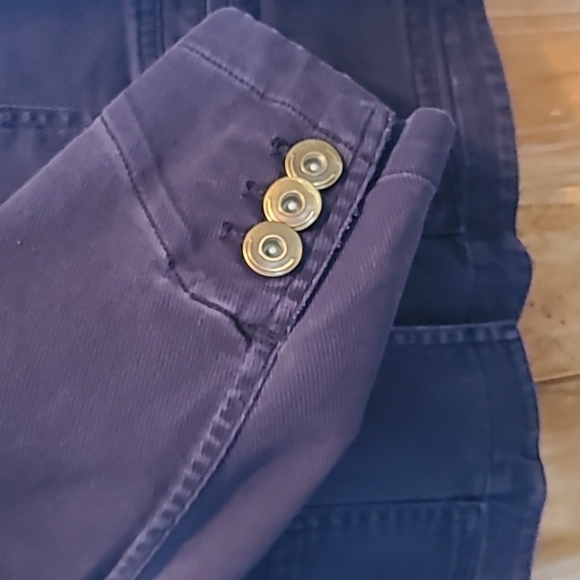 Dark blue, twill, Christopher & Banks Jacket with long sleeves and peplum hem. - Picture 2 of 4